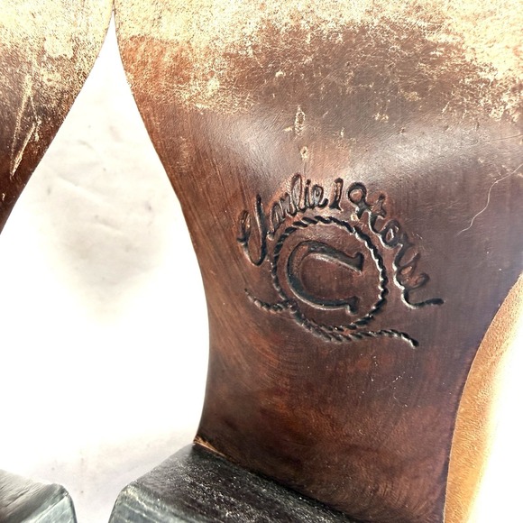 Charlie 1 Horse Mules 7 Brown Leather Distressed Slip On Western Shoes 37.5 - Picture 9 of 12